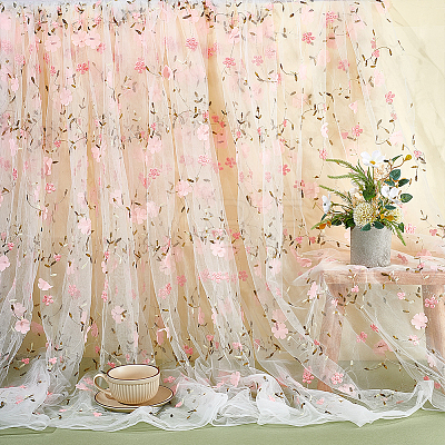 6 Yards Flower Pattern Milk Fiber Mesh Fabric DIY-NB0014-82A-1