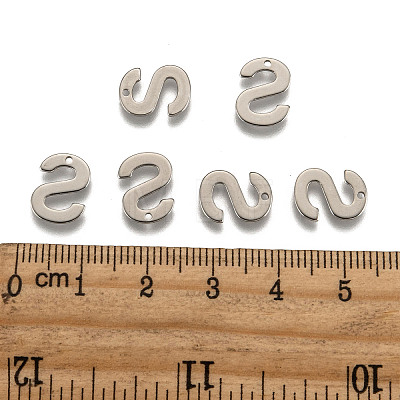 304 Stainless Steel Letter Charms X-STAS-O072-S-1