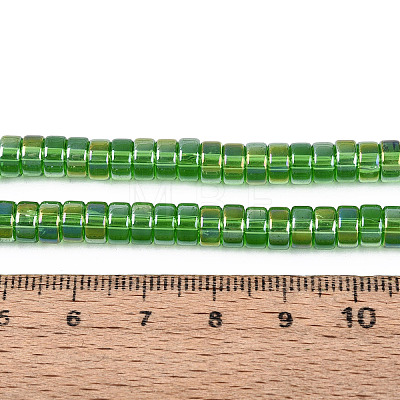 AB Color Plated Transparent Glass Beads Strands GLAA-T026-3x6mm-T08-1