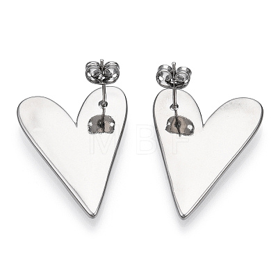 Heart Brass Stud Earrings for Women EJEW-F311-02P-1
