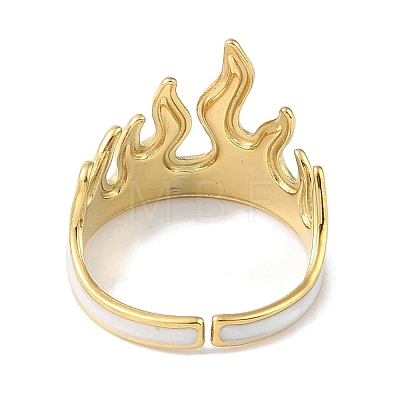 Ion Plating(IP) 304 Stainless Steel Enamel Flame Shape Cuff Finger Rings RJEW-L107-086G-01-1