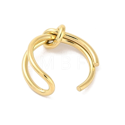 Simple Knotted 304 Stainless Steel Open Cuff Ring for Women Men RJEW-Z038-04G-1