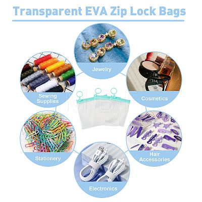 24Pcs 3 Styles Transparent EVA Resealable Bags with Rings ABAG-TA0002-27-1