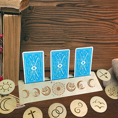 Natural Wood Card Stand for Tarot DJEW-WH0034-02F-1