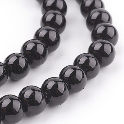 Black Glass Pearl Round Loose Beads For Jewelry Necklace Craft Making X-HY-8D-B20-1