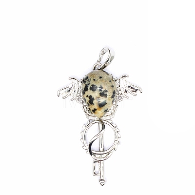 Natural Dalmatian Jasper Teardrop Pendants PW-WG60016-24-1