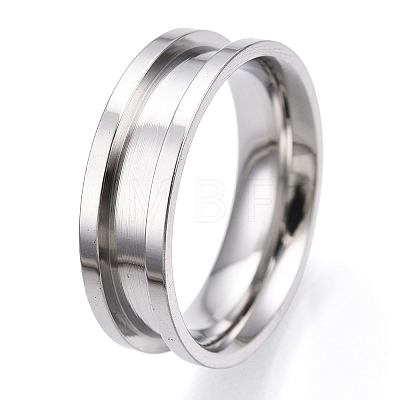201 Stainless Steel Grooved Finger Ring Settings RJEW-TAC0017-6mm-01A-1