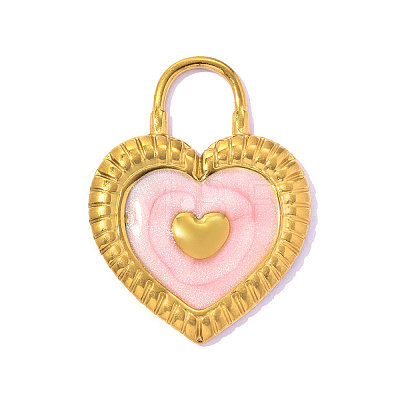 Valentine's Day 304 Stainless Steel Enamel Pendants STAS-OY016-68G-1