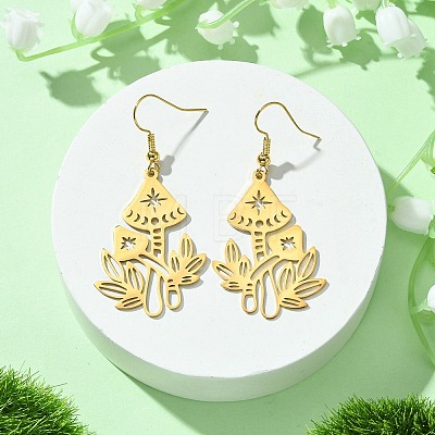 Hollow Mushroom 201 Stainless Steel Dangle Earrings EJEW-TA00389-01-1