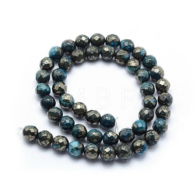 Dyed Natural Pyrite Beads Strands G-F582-C05-1