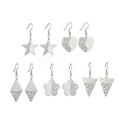 304 Stainless Steel Geometry Dangle Earrings EJEW-JE05565-01-1