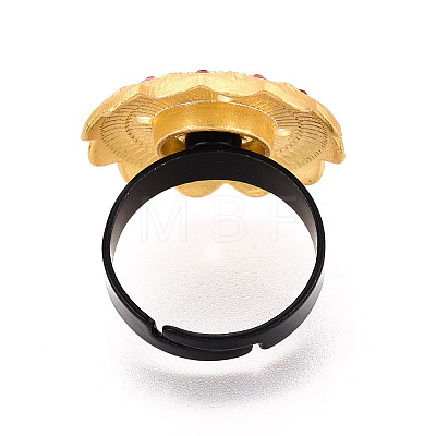 Adjustable Flower Alloy & Iron Rhinestone Bezel Cup Ring Base with Rotatable Tray MAK-T012-03G-1