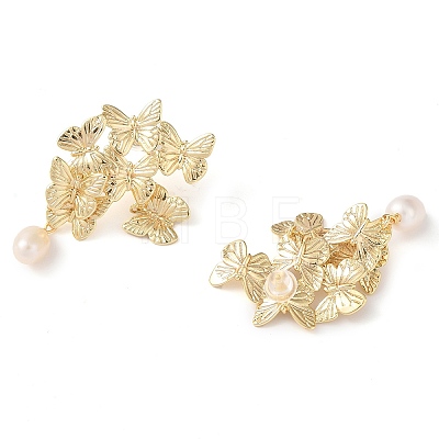 Natural Pearl Dangle Earrings EJEW-L286-08G-1