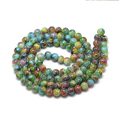 Baking Painted Glass Beads Strands DGLA-S115-8mm-S36-1