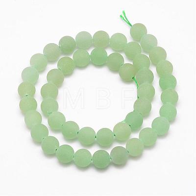 Frosted Round Natural Green Aventurine Beads Strands G-D797-6mm-1