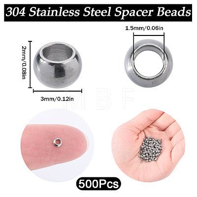SUNNYCLUE 304 Stainless Steel Spacer Beads STAS-SC0006-87A-1