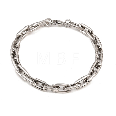 304 Stainless Steel Oval Link Chain Bracelets for Men Women BJEW-G766-06-1
