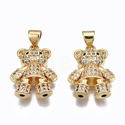 Brass Micro Pave Clear Cubic Zirconia Pendants ZIRC-S067-042-NR-1