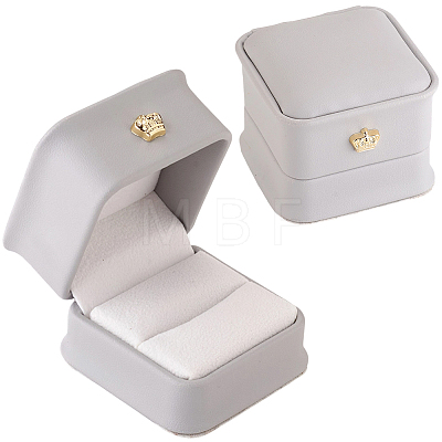 2Pcs Square PU Leather Ring Gift Boxes LBOX-CL0001-06-1