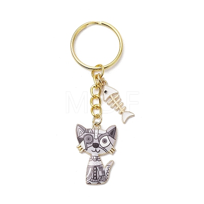 Alloy Enamel Cat Keychain KEYC-JKC01182-04-1