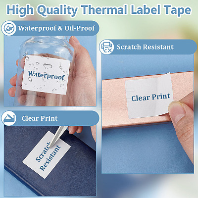 BENECREAT 2 Rolls 2 Styles Rectangle Paper Thermal Printable Label Stickers STIC-BC0001-06-1