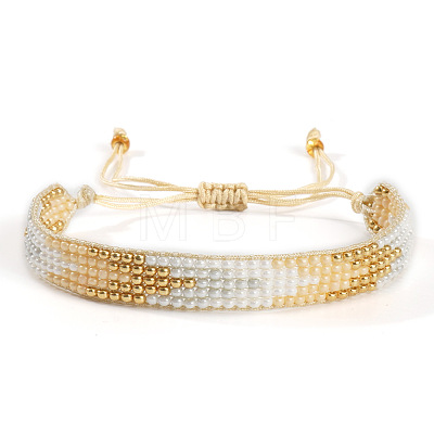 Arrow Glass Seed Bead Adjustable Bracelets. Nylon Thread Braided Bracelets for Women BT6903-5-1