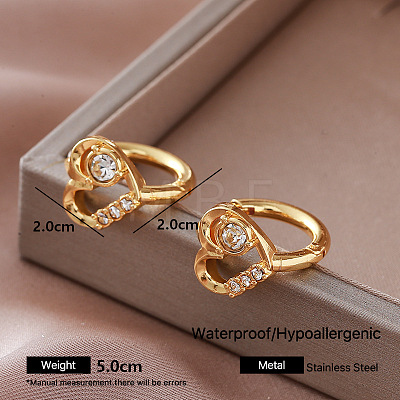 304 Stainless Steel Rhinestone Hoop Earrings for Women KH4016-3-1