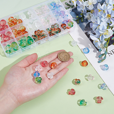 105Pcs 7Colors Transparent Glass Beads GLAA-ME0001-14-1