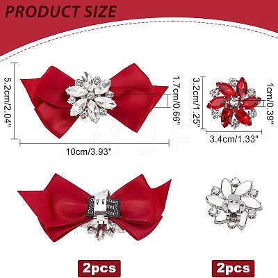  4Pcs 2 Style Glass Rhinestone Shoe Decorations FIND-NB0002-34B-1