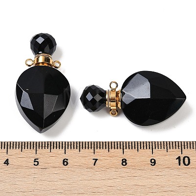 Natural Obsidian Faceted Teardrop Bottle Pendants G-A225-02G-07-1