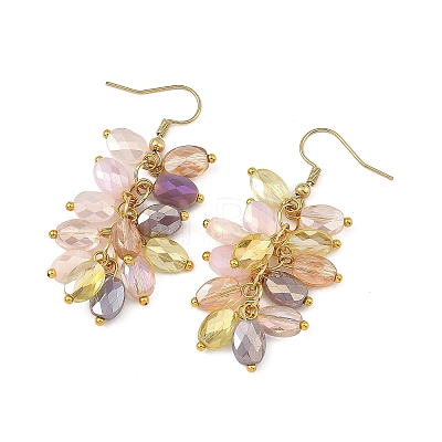 304 Stainless Steel & Electroplate Glass Beads Cluster Earrings for Women EJEW-JE07470-1