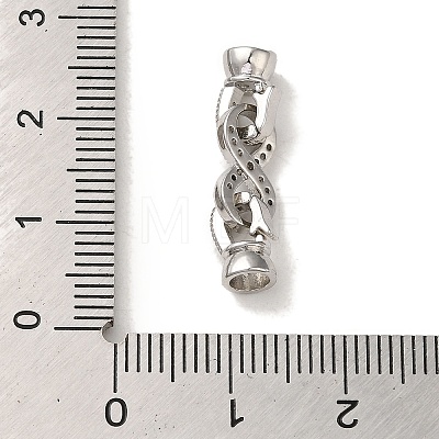 Rack Plating Brass Pave Clear Cubic Zirconia Fold Over Clasps KK-M285-31A-02P-1