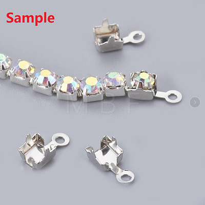 4mm Wide Silver Color Plated Grade A Garment Decorative Trimming Brass Coffee Rhinestone Cup Strass Chains X-CHC-S16-07S-1