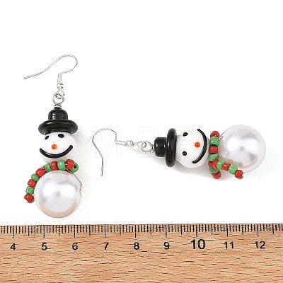 Christmas Handmade Lampwork Dangle Earrings EJEW-JE07516-01-1