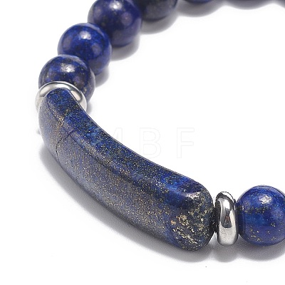 Natural Lapis Lazuli(Dyed) Beaded Stretch Bracelet BJEW-JB08879-01-1