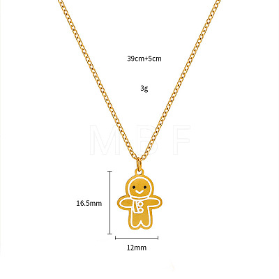 Christmas 304 Stainless Steel Enamel Pendant Necklaces FS-WGDAA96-08-1