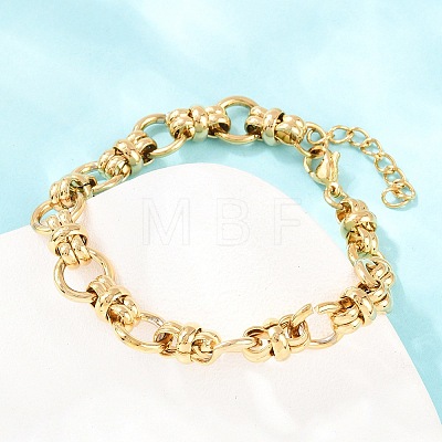 304 Stainless Steel Ring Link Chain Bracelets for Women Men BJEW-H643-10G-1