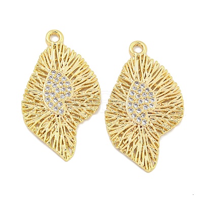 Brass Micro Pave Clear Cubic Zirconia Pendantsn KK-S386-29G-1