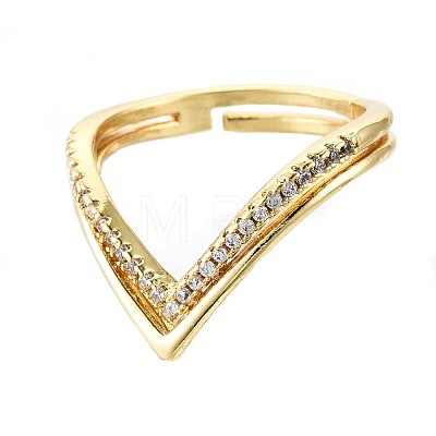 Adjustable Brass Micro Pave Clear Cubic Zirconia Finger Rings RJEW-S044-140-NF-1