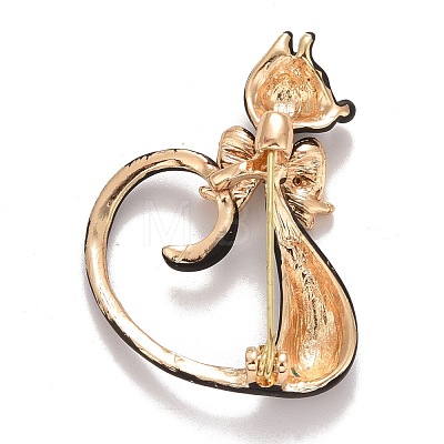Rhinestone Cat Badge JEWB-E013-07G-1