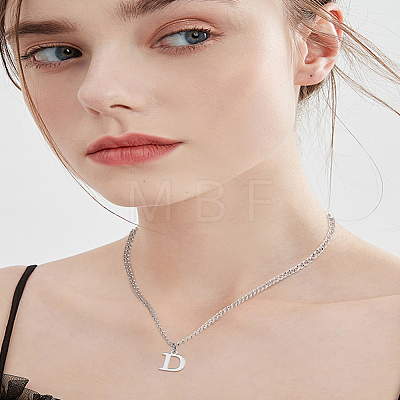 1Pc 304 Stainless Steel Letter Pendant Necklaces NJEW-LP0001-33D-P-1
