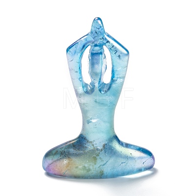 Electroplate Natural Quartz Crystal Yoga Goddess Decorations DJEW-F013-03B-1