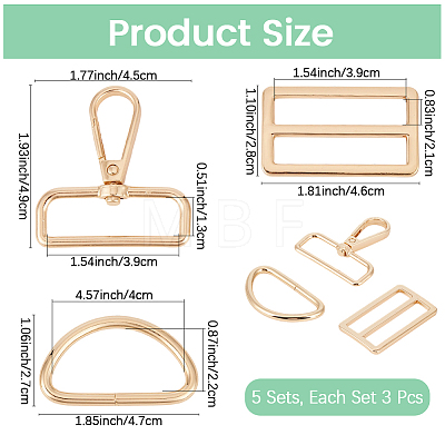 5Bags Alloy D Rings & Slider Buckle & Swivel Clasp Buckles Sets DIY-CL0001-81-1
