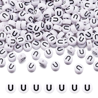 500Pcs Acrylic Horizontal Hole Letter Beads OACR-YS0001-03U-1