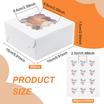 BENECREAT 20Pcs Square Cardboard Mini Cake Storage Boxes CON-BC0007-30-1