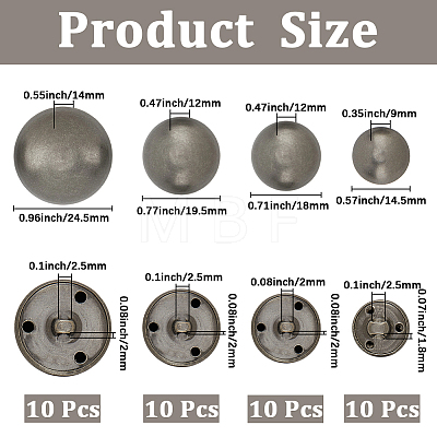 40Pcs 3-Hole Brass Buttons BUTT-CY0001-18B-1