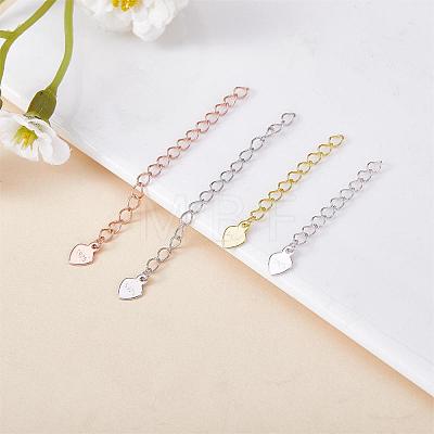 8 Pieces No Buckle Extension Chain Sterling Silver Extender Chains Necklace Bracelet Anklet Removable Chain Extenders Charms for DIY Jewelry Making Accessories JX629A-1