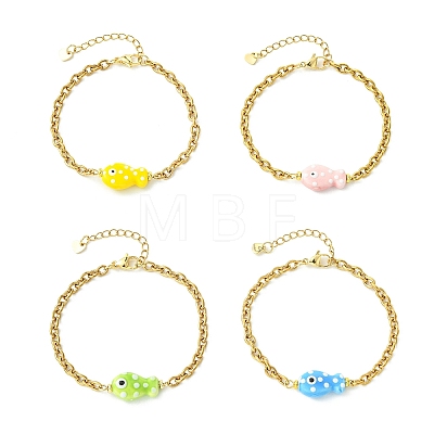 Handmade Porcelain Beads Link Bracelets BJEW-JB13676-1