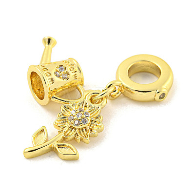 Rack Plating Brass Micro Pave Cubic Zirconia European Dangle Charms KK-P270-02G-G-1