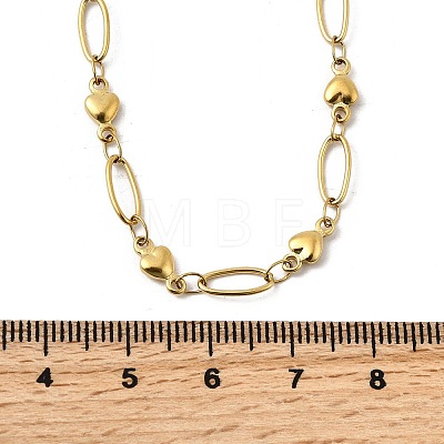 304 Stainless Steel Heart Link Chain Necklaces for Women NJEW-A046-02B-G-1